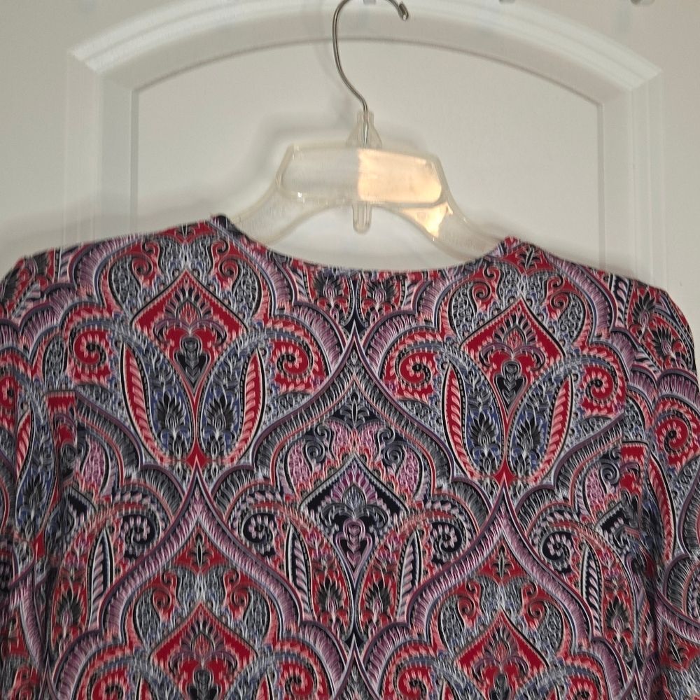 J. Jill Boho Print Rayon Blouse - Picture 11 of 12